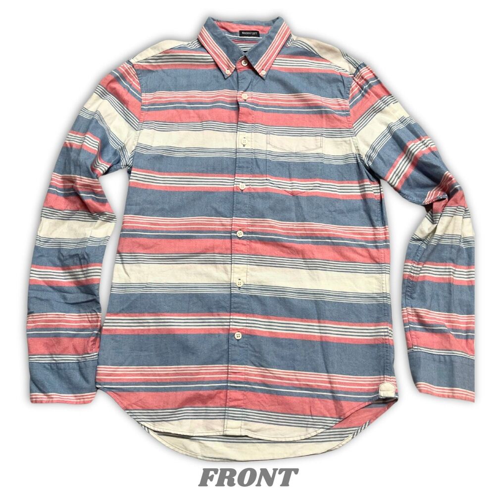 American E Men's XS Super Soft Button Up, Long Sleeve, Multicolored, 100% Cot